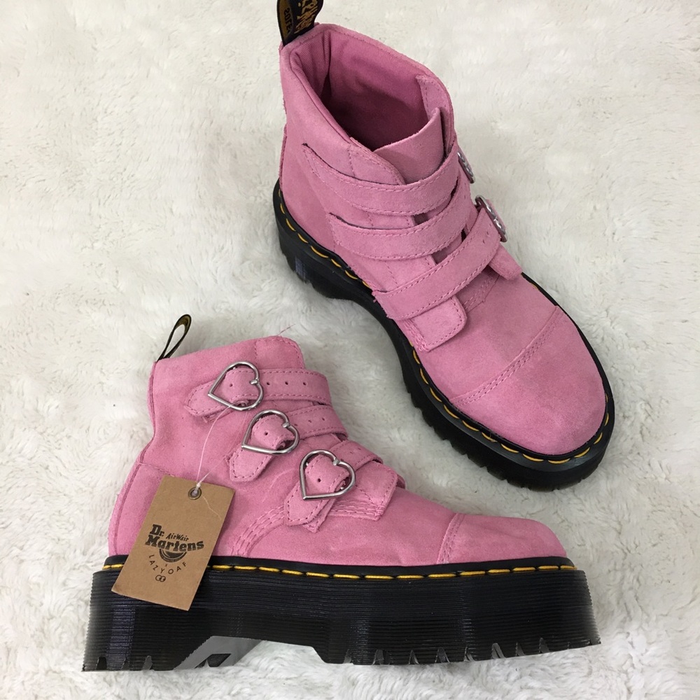 New Dr. Martens Lazy AOF Pink Platform Boots Sz 6 - Picture 1 of 16